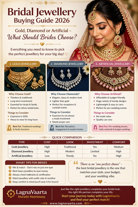 Bridal Jewellery Buying Guide 2026: Gold vs Diamond vs Artificial – What Should Brides Choose?